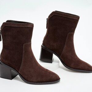 Vince Camuto Water-Repellent Suede Mid-Shaft Boots Kortimy Root Beer Brown 6.5W